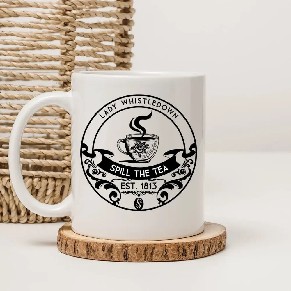 Bridgerton 15 oz Coffee Mug TV Show Lady Whistledown Spill the Tea 13 - Picture 1 of 2